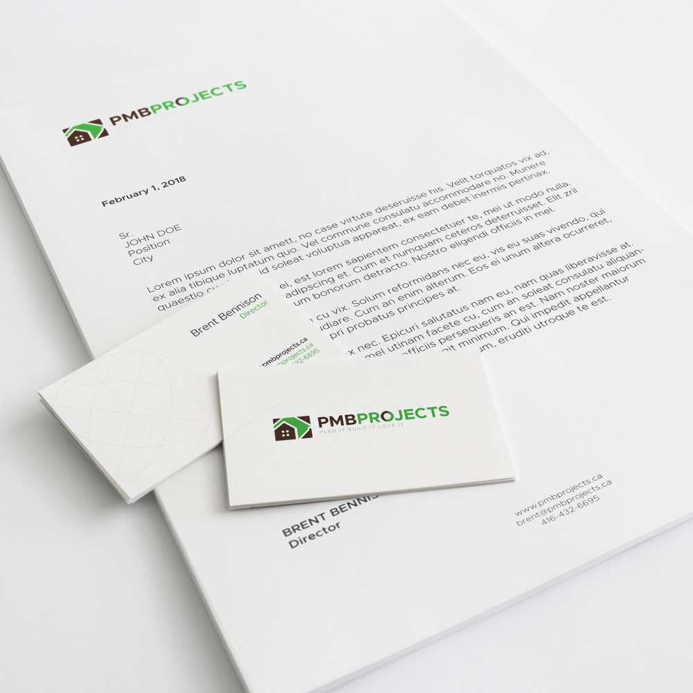 PMB letterhead business cards